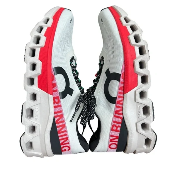 On Women’s Cloudmonster 2 Ivory Red Comfy Lightweight Running Shoes Size 9 - Picture 8 of 10